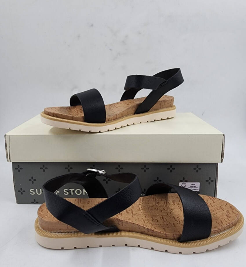 Sun + Stone Madie Slingback Ankle Strap Sandals Little Girls 2M Black/Brown