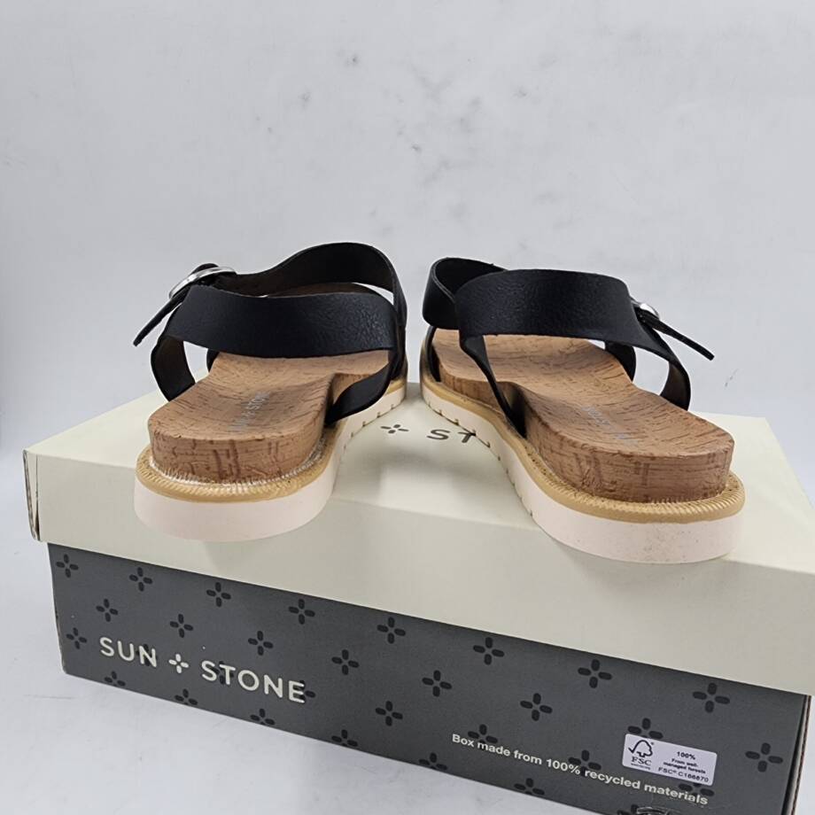 Sun + Stone Madie Slingback Ankle Strap Sandals Little Girls 2M Black/Brown