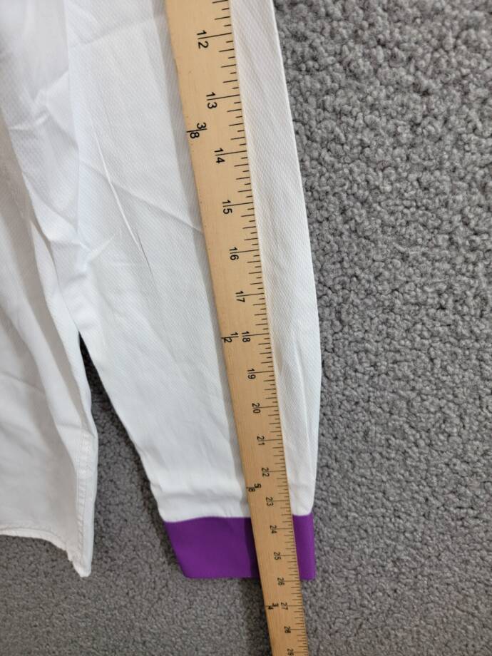Tayion Collection Slim-Fit Purple Trim Dress Shirt Men's L 16-16.5 34-35 White