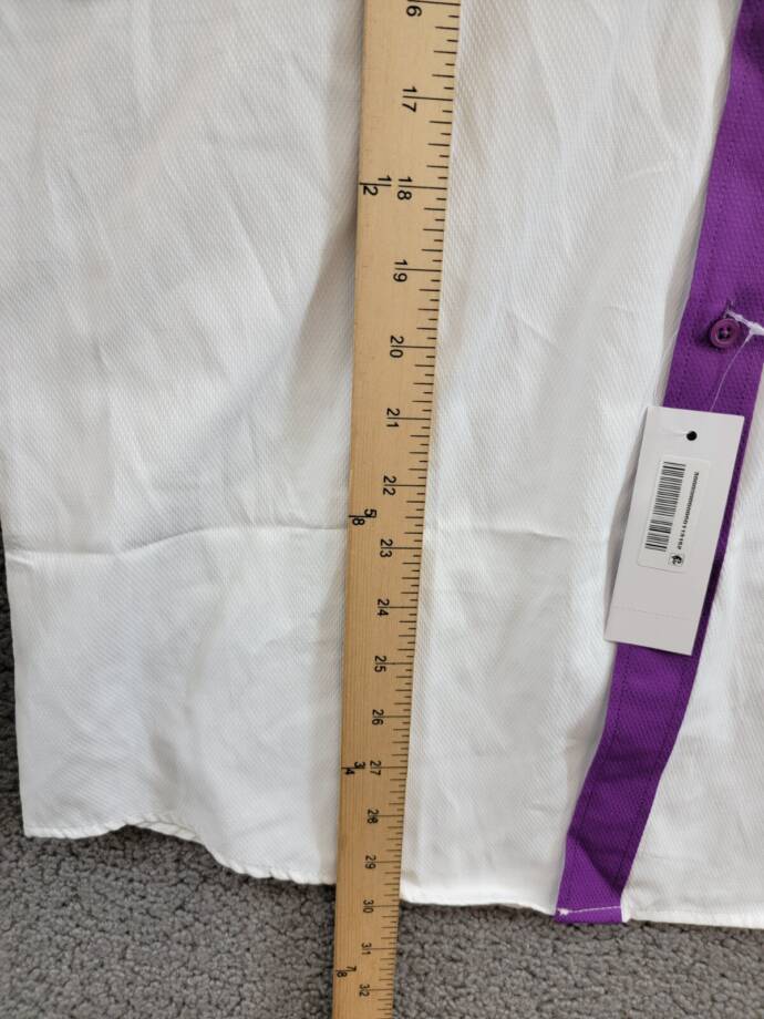 Tayion Collection Slim-Fit Purple Trim Dress Shirt Men's L 16-16.5 34-35 White