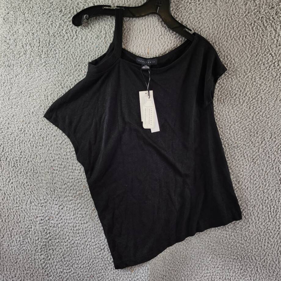 Sanctuary Parttime Lover Tee XXS Black Short Sleeves w/ Cold-Shoulder Cut-out