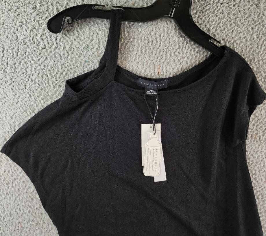 Sanctuary Parttime Lover Tee XXS Black Short Sleeves w/ Cold-Shoulder Cut-out