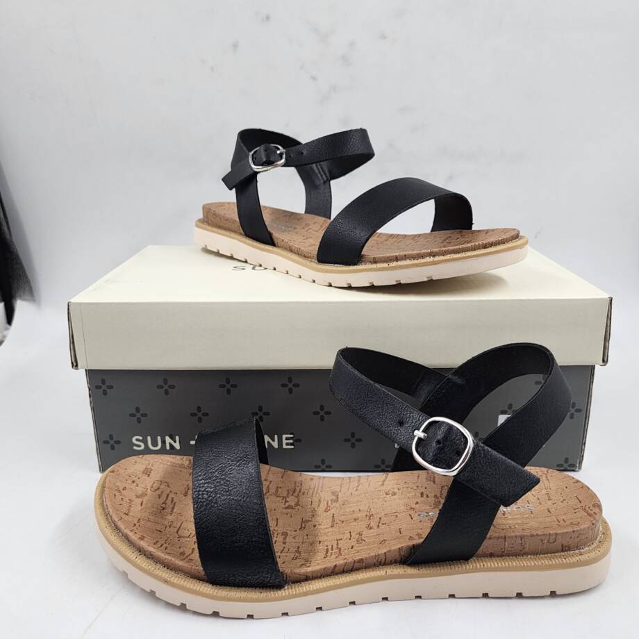Sun + Stone Madie Slingback Ankle Strap Sandals Little Girls 3M Black/Brown