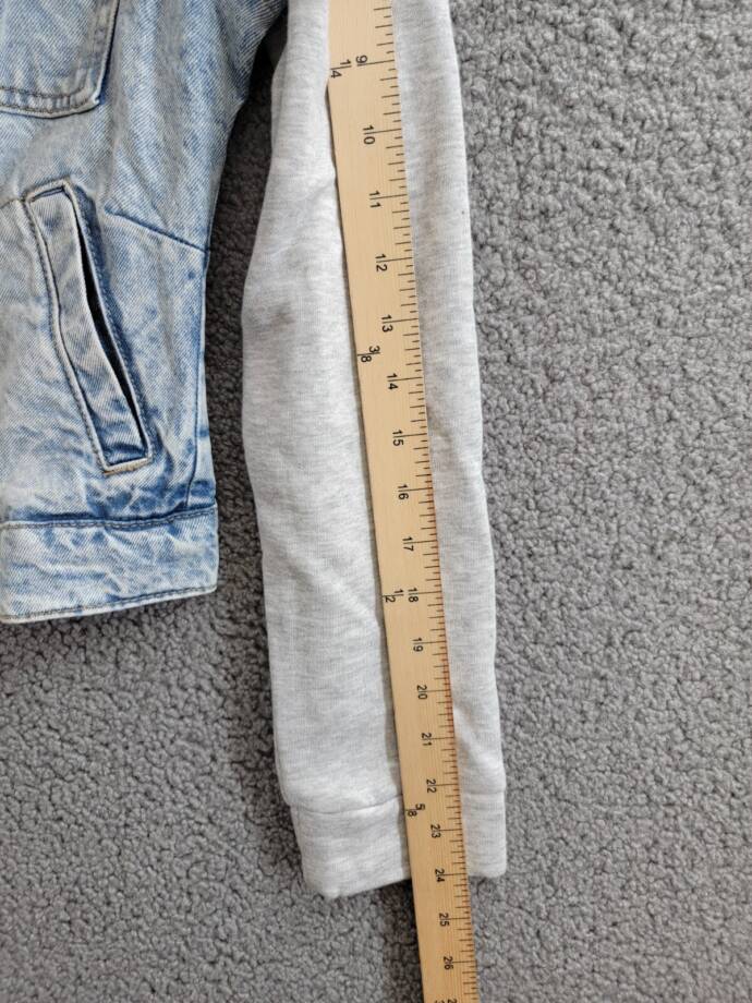 Celebrity Pink Fleece Hooded Denim Jacket Juniors' S Grey Button Front Closure