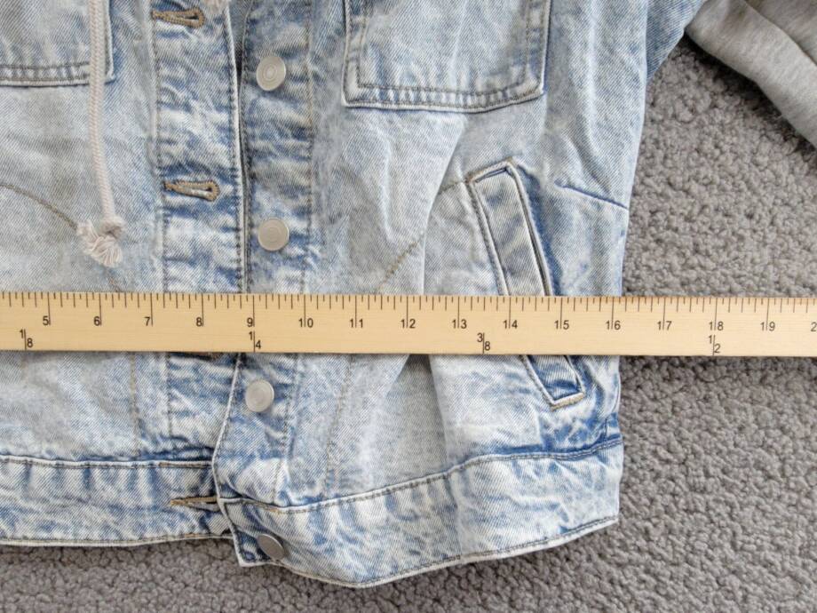 Celebrity Pink Fleece Hooded Denim Jacket Juniors' S Grey Button Front Closure