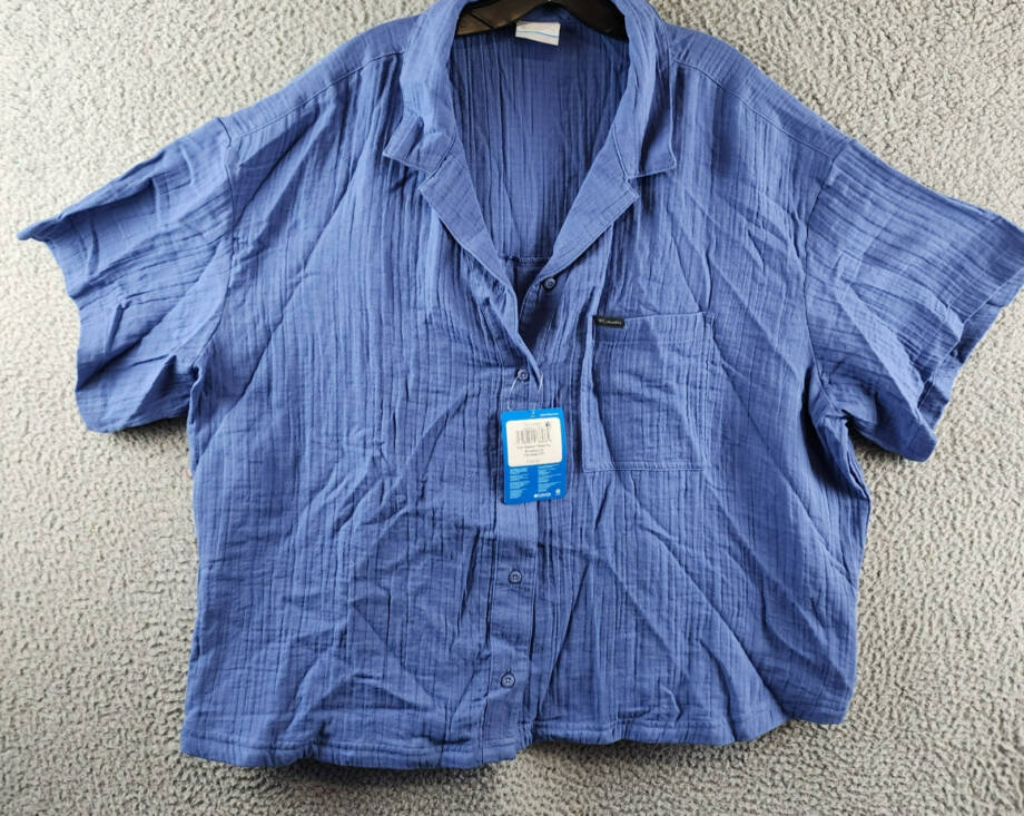 Columbia Plus Size Holly Hideaway Breezy Short-Sleeve Top Women's 3X Eve Pocket