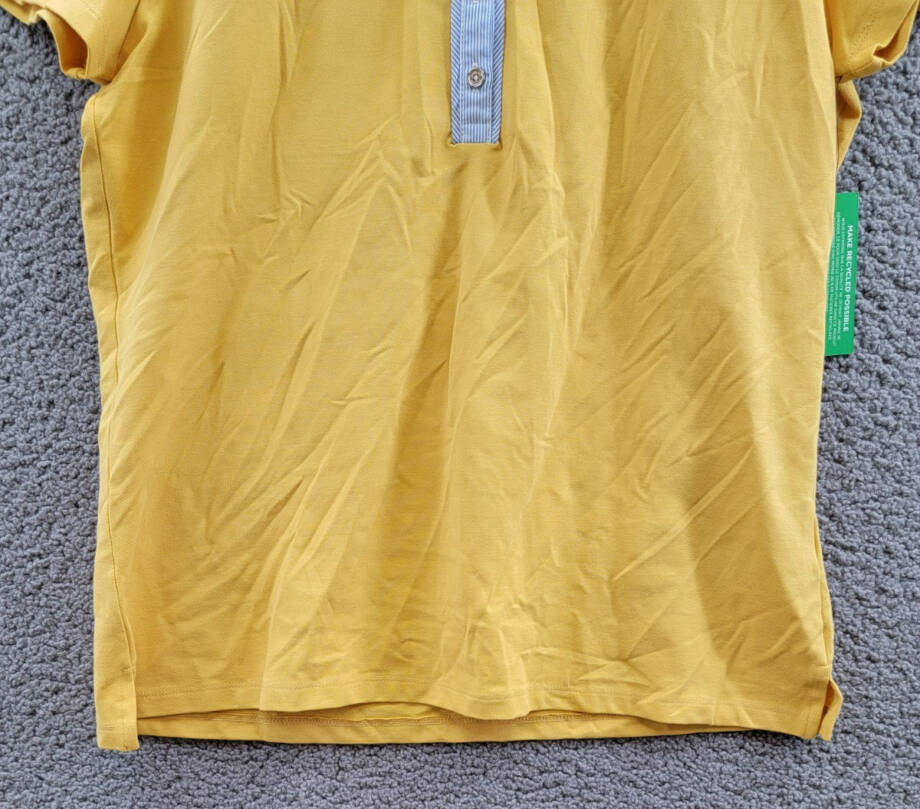 Tommy Hilfiger Striped-Collar Polo Shirt Women's L Deep Maize Short Sleeve