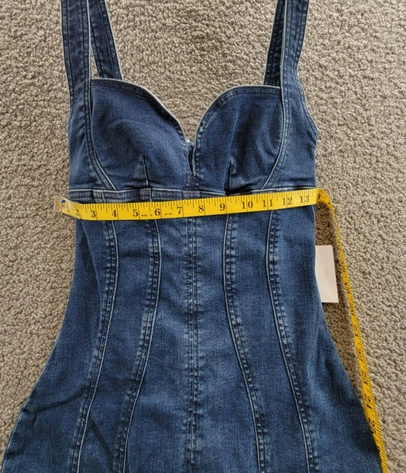 Good American Denim Corset Maxi Dress Women's XS Indigo Slit Back Zip Closure