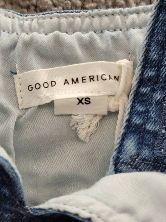 Good American Denim Corset Maxi Dress Women's XS Indigo Slit Back Zip Closure