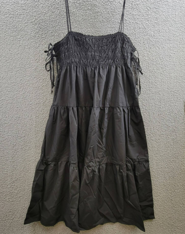 AQUA Side Tie Midi Dress Women's XXL Black Solid Square Neck Sleeveless Pullover