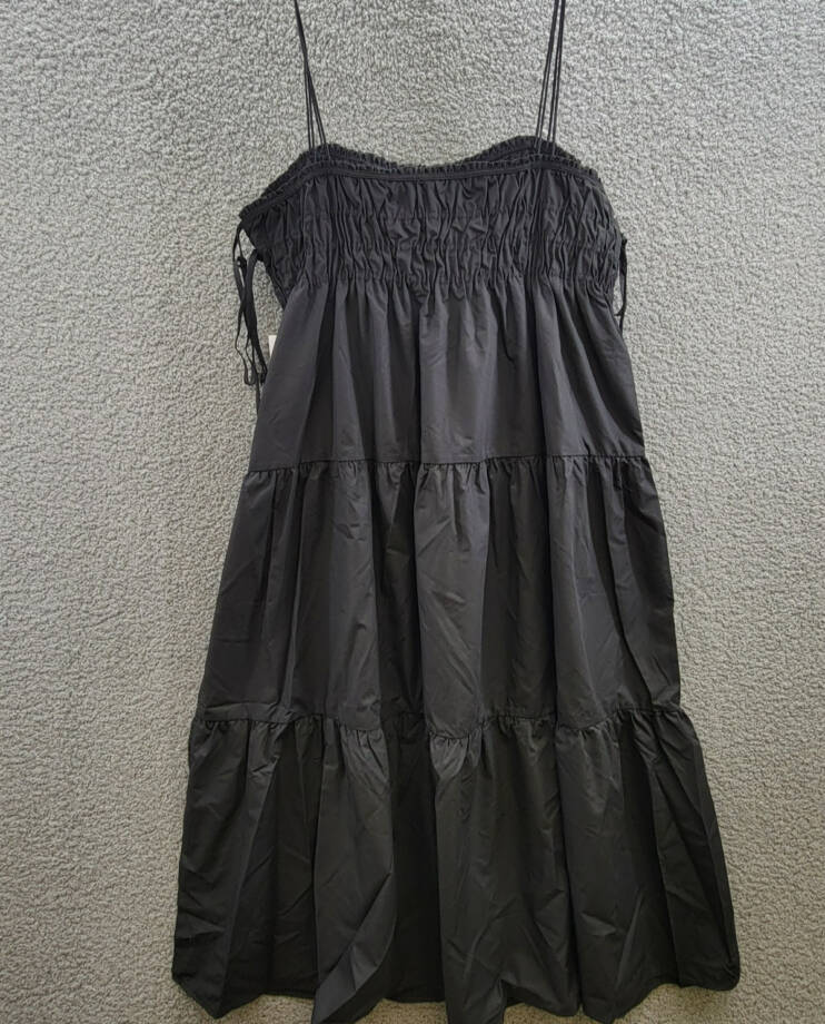 AQUA Side Tie Midi Dress Women's XXL Black Solid Square Neck Sleeveless Pullover