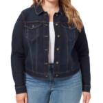 Jessica Simpson Trendy Plus Size Pixie Long Sleeve Denim Jacket Women's 1X Sevy