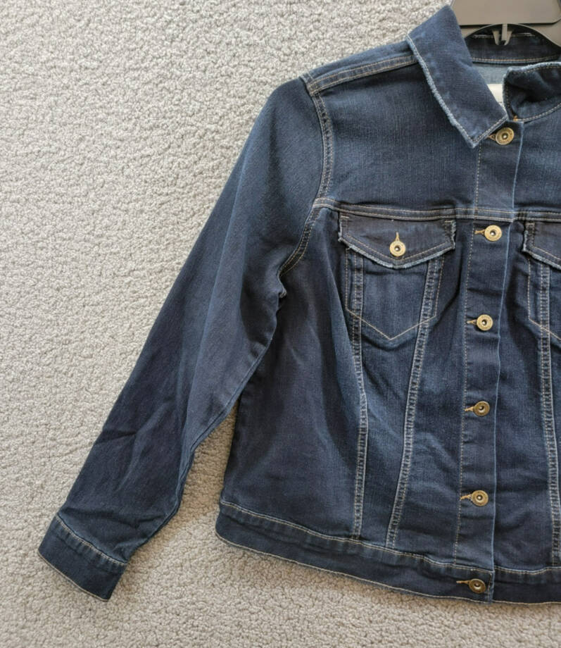 Jessica Simpson Trendy Plus Size Pixie Long Sleeve Denim Jacket Women's 1X Sevy