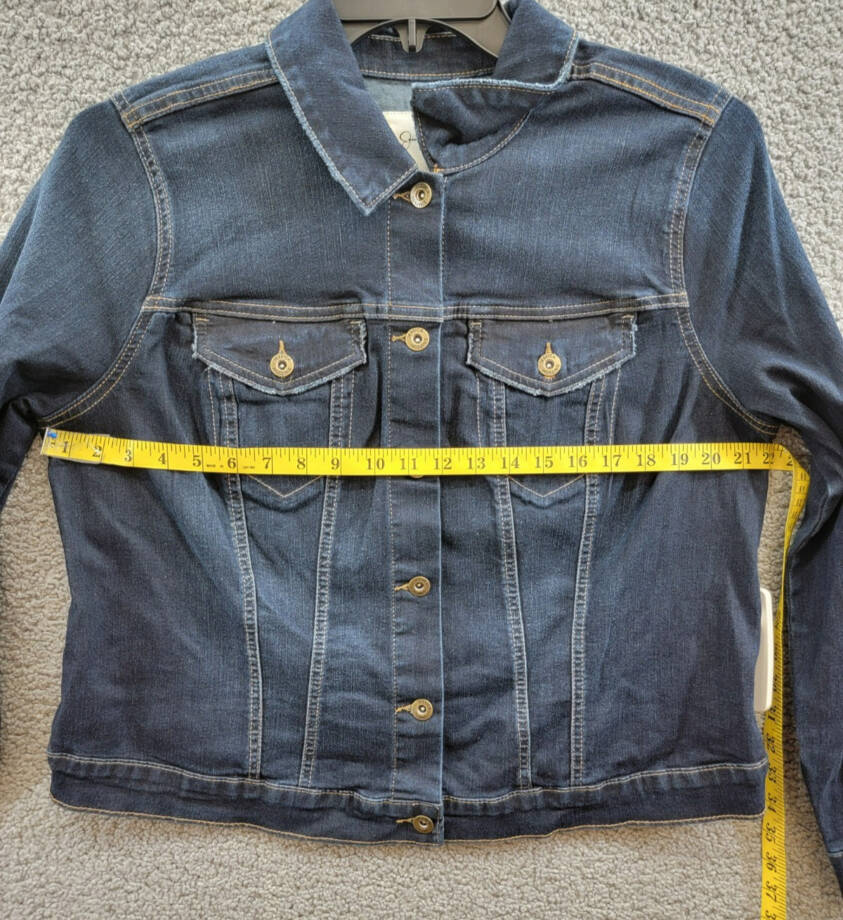 Jessica Simpson Trendy Plus Size Pixie Long Sleeve Denim Jacket Women's 1X Sevy