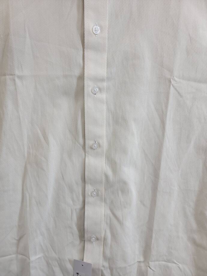Tayion Collection Slim-Fit Dress Shirt Men's L (16-16.5) 32/33 Cream/Crimson Red