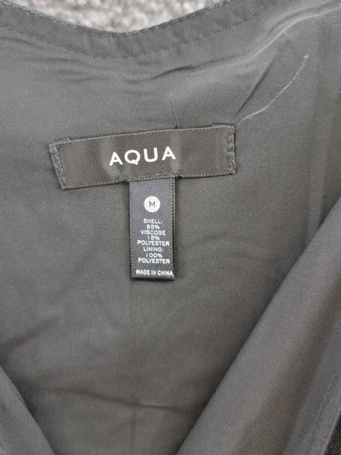 AQUA Utility Midi Dress Women's M Black Sweetheart Neck Flap Pocket Button Front