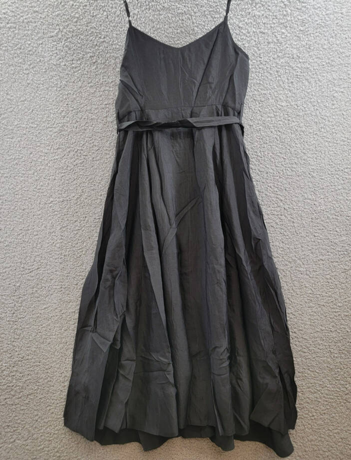 AQUA Utility Midi Dress Women's M Black Sweetheart Neck Flap Pocket Button Front