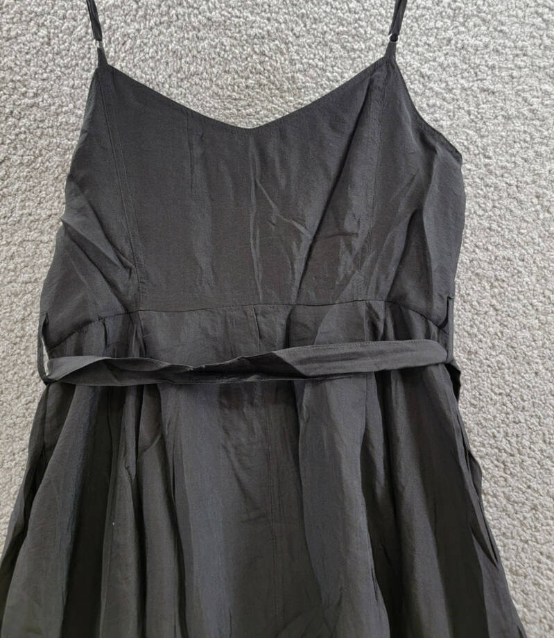 AQUA Utility Midi Dress Women's M Black Sweetheart Neck Flap Pocket Button Front