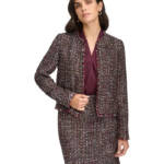 Calvin Klein Tweed Open-Front Wool Blend Blazer Women's 12 Multi Long Sleeve
