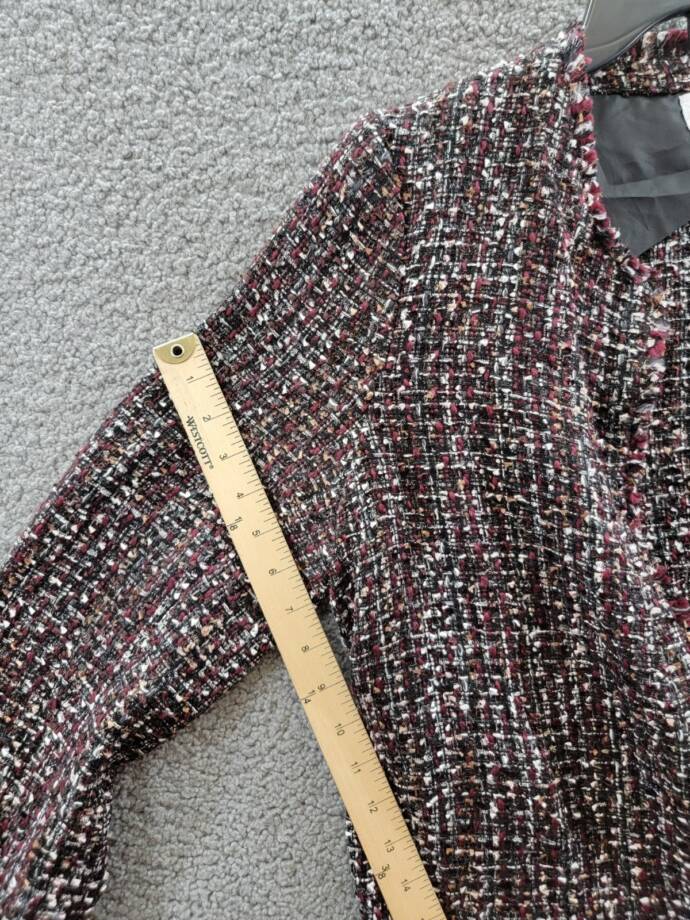 Calvin Klein Tweed Open-Front Wool Blend Blazer Women's 12 Multi Long Sleeve