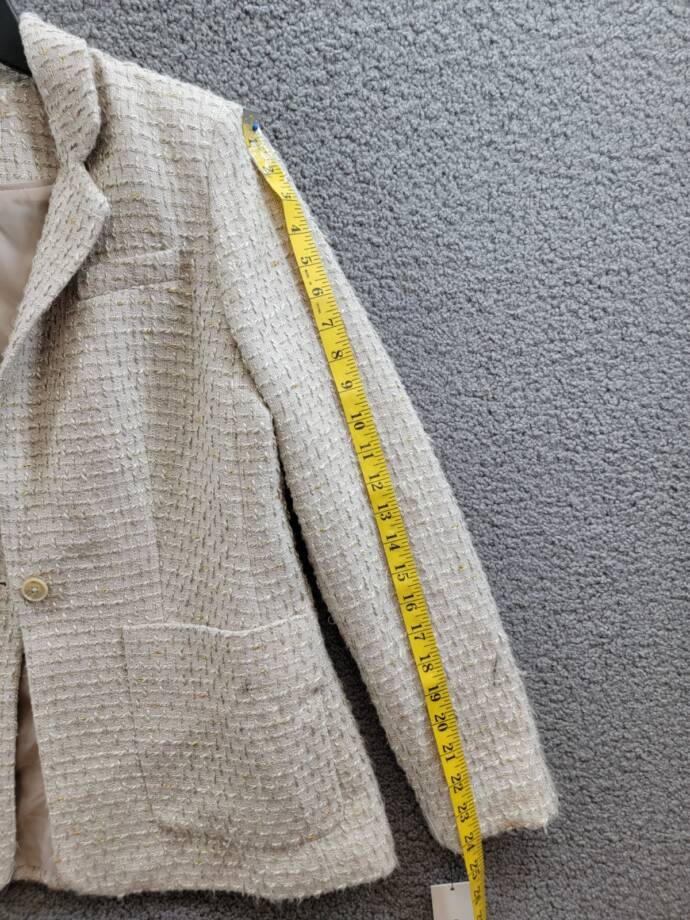 Calvin Klein Petite Patch-Pocket Tonal Tweed Blazer Women's 12P Nomad Multi L/S