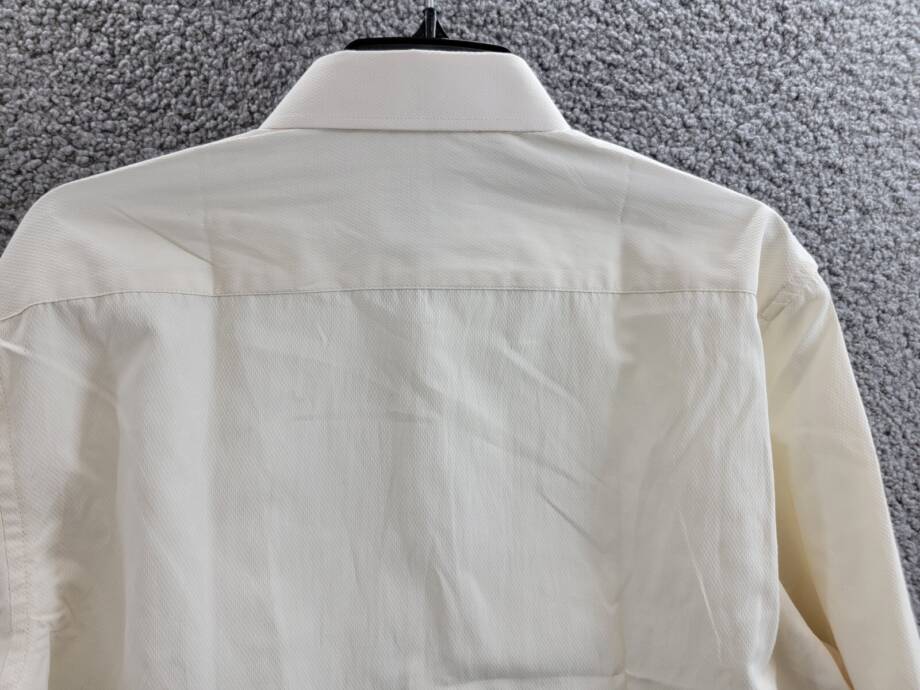 Tayion Collection Slim-Fit Dress Shirt Men's L (16-16.5) 32/33 Cream/Crimson Red