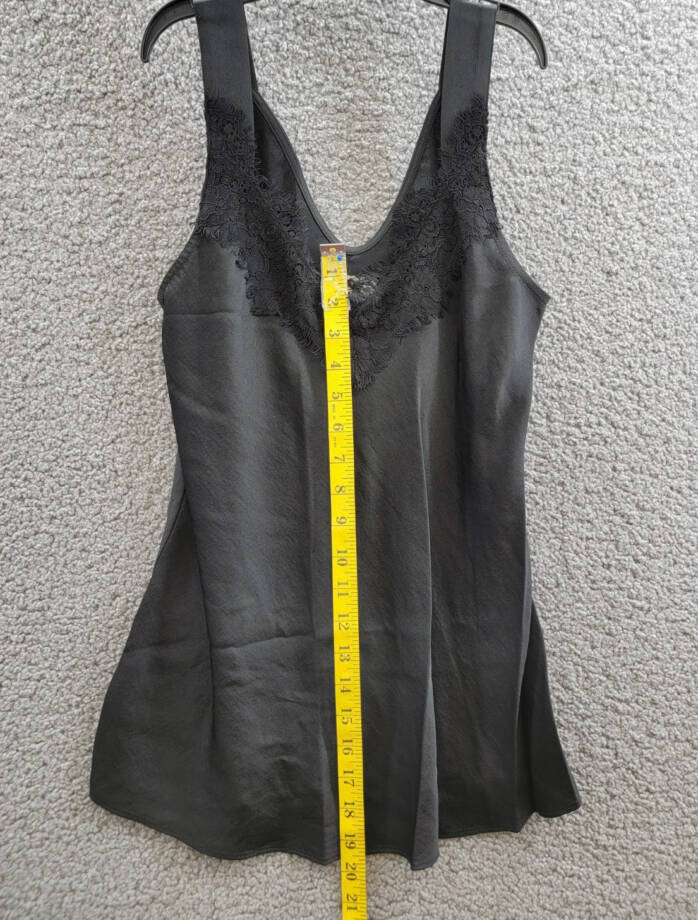 Nic+Zoe Lace Trim Cami Tank Top Women's XS Black V-Neck Sleeveless Pullover