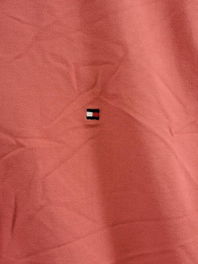 Tommy Hilfiger Striped-Collar Polo Shirt Women's L Min Red Short Sleeve Pullover