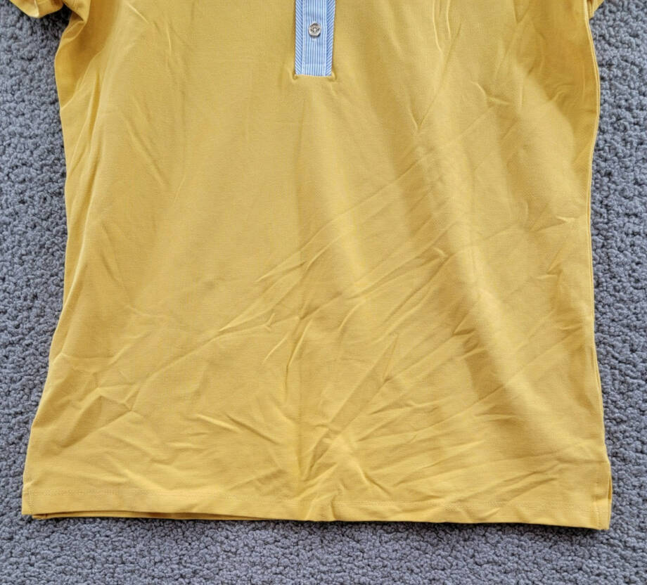 Tommy Hilfiger Striped-Collar Polo Shirt Women's S Deep Maize Short Sleeve