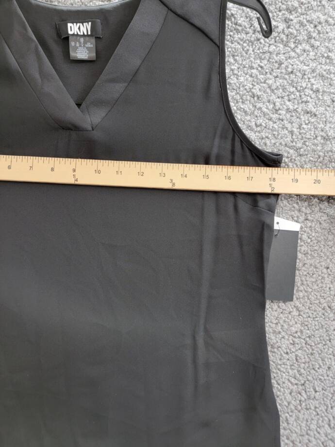 DKNY Sleeveless Plain V-Neck Blouse Women's XS Black Solid Pullover