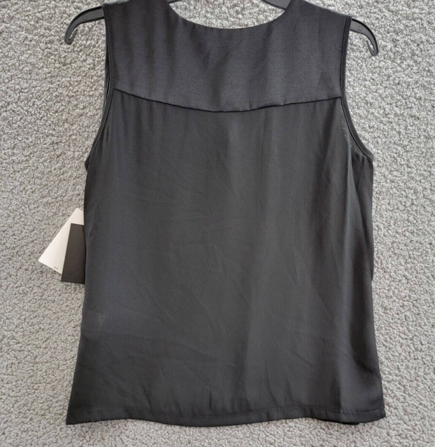 DKNY Sleeveless Plain V-Neck Blouse Women's XS Black Solid Pullover