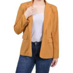 NY Collection Petite Long Sleeve Scuba Crepe Jacket Womens PM Tinsel Long Sleeve