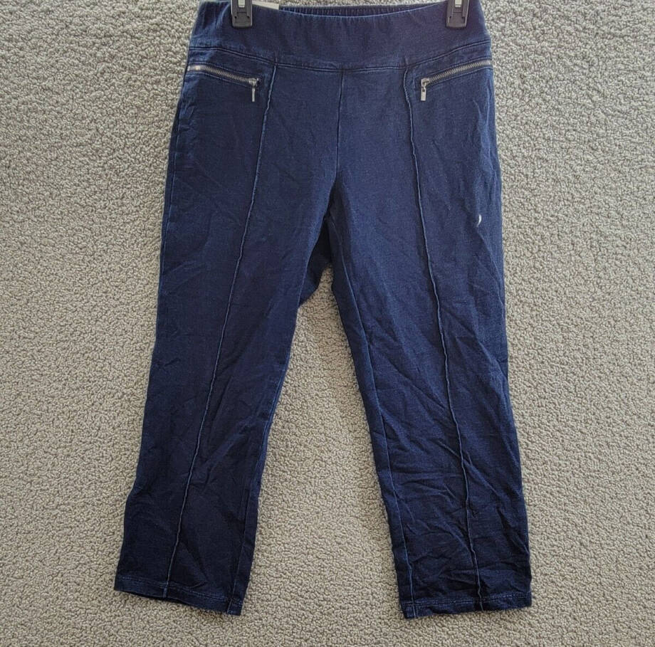 Style & Co Knit Pull-On Cropped Pants Women's Small Galaxy Wash Faux Zip Pockets