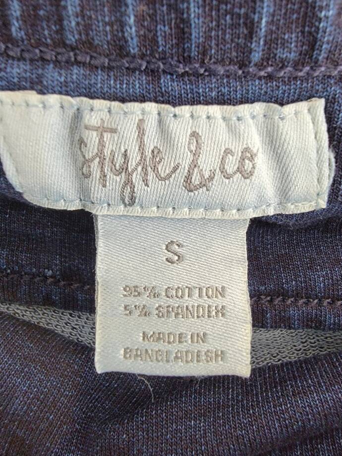 Style & Co Knit Pull-On Cropped Pants Women's Small Galaxy Wash Faux Zip Pockets