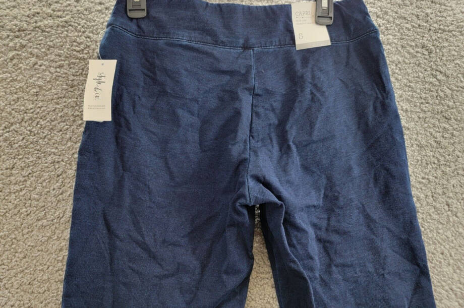 Style & Co Knit Pull-On Cropped Pants Women's Small Galaxy Wash Faux Zip Pockets