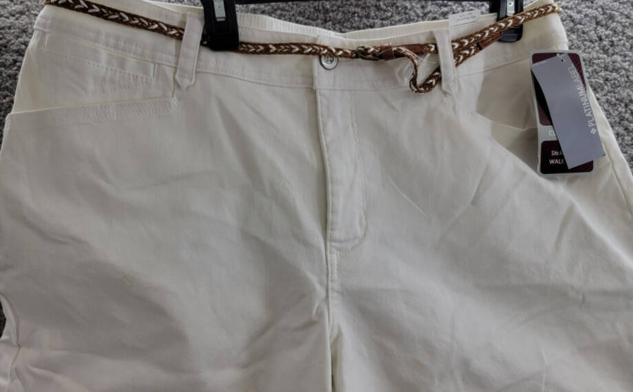 Lee Platinum Georgia Belted Shorts Women's 16 White Side Pockets Button Zip