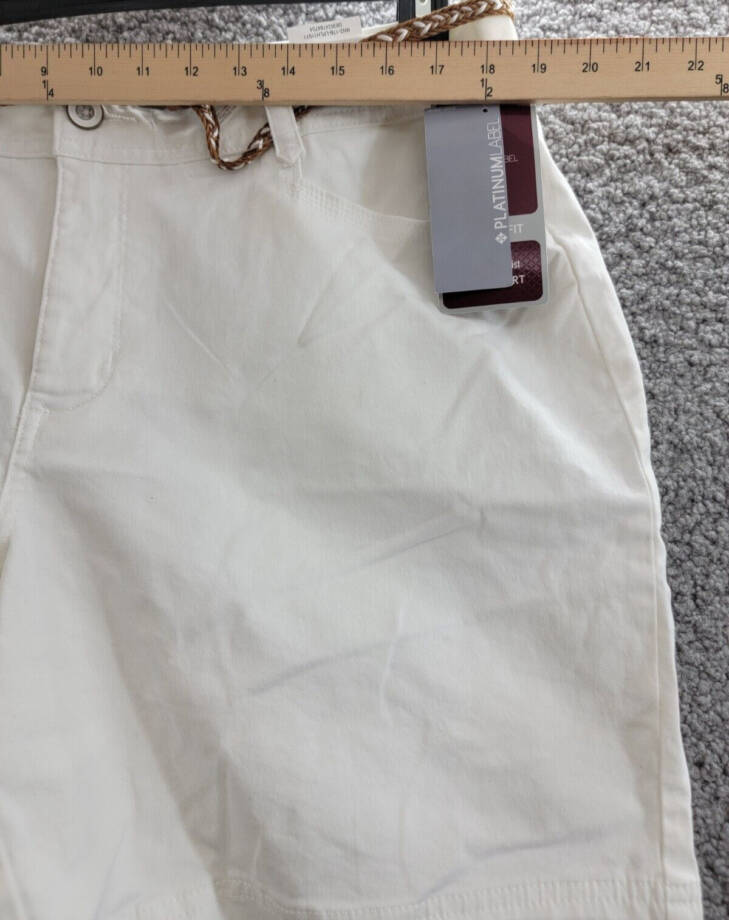 Lee Platinum Georgia Belted Shorts Women's 16 White Side Pockets Button Zip