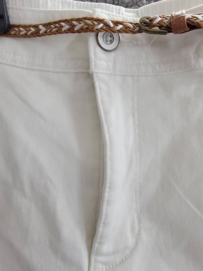 Lee Platinum Georgia Belted Shorts Women's 16 White Side Pockets Button Zip