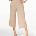 NY Collection Elastic-Waist Wide Leg Culotte Pants Women's XL Brown Solid PullOn