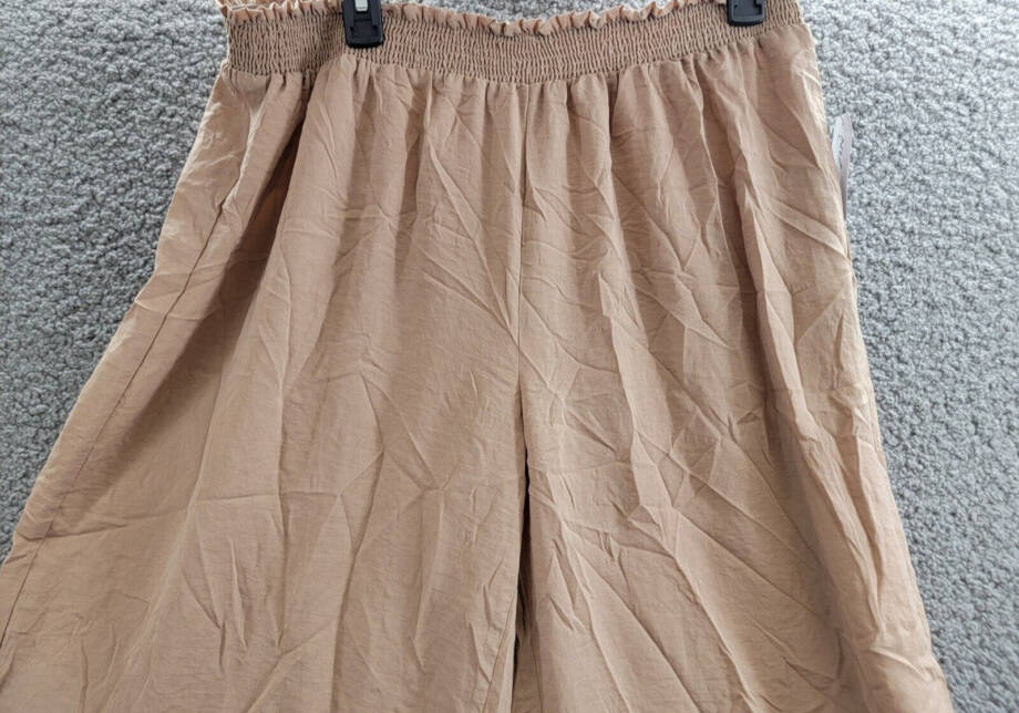 NY Collection Elastic-Waist Wide Leg Culotte Pants Women's XL Brown Solid PullOn