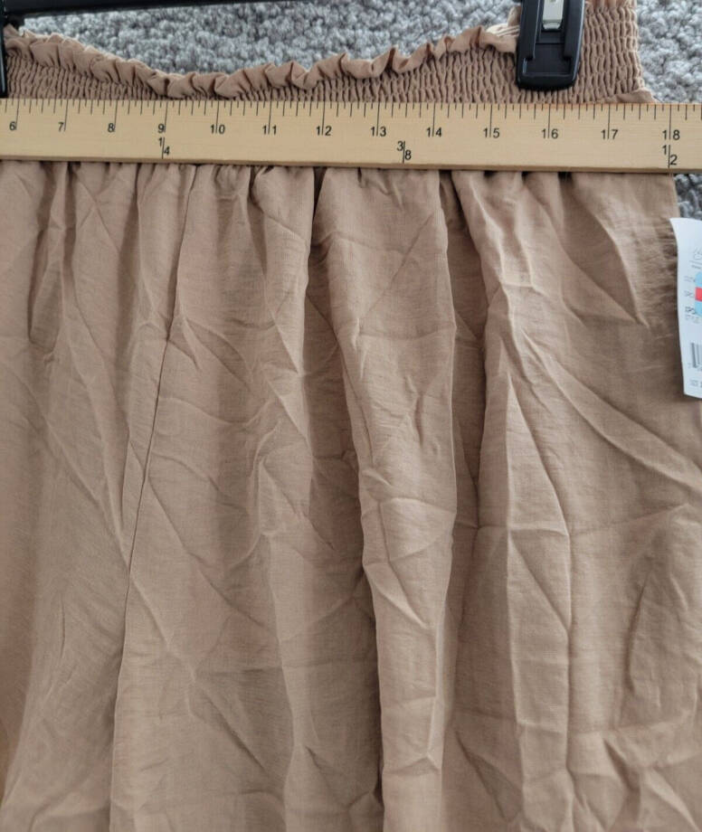 NY Collection Elastic-Waist Wide Leg Culotte Pants Women's XL Brown Solid PullOn