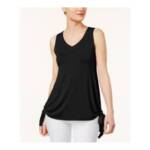 Cable & Gauge Cupio Sleeveless Tie-Hem Top Women's M Black V-Neck Pullover
