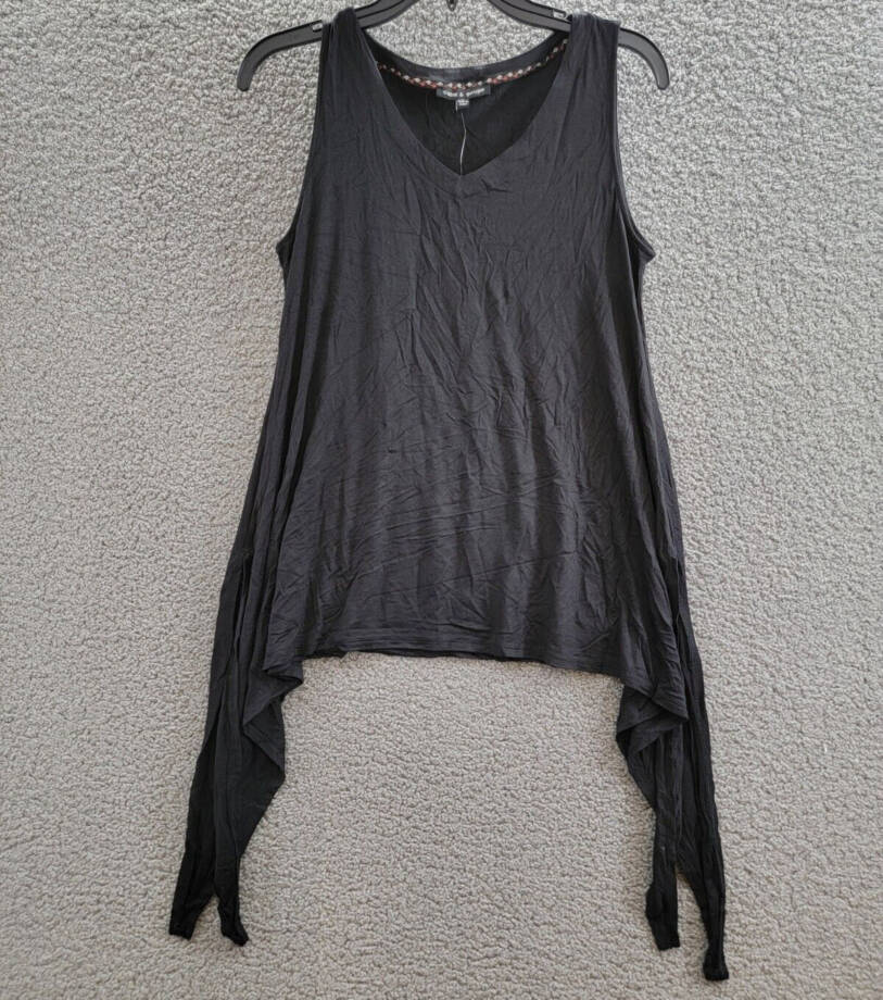 Cable & Gauge Cupio Sleeveless Tie-Hem Top Women's M Black V-Neck Pullover