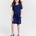 Epic Threads French Terry Dress Girls L (14-16) Medieval Blue Drawstring Waist