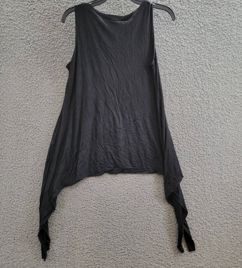 Cable & Gauge Cupio Sleeveless Tie-Hem Top Women's M Black V-Neck Pullover