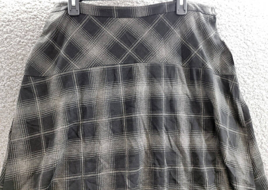 NY Collection Plaid Hi-Low Asymmetrical Skirt Women's XL Gray Elastic Waist
