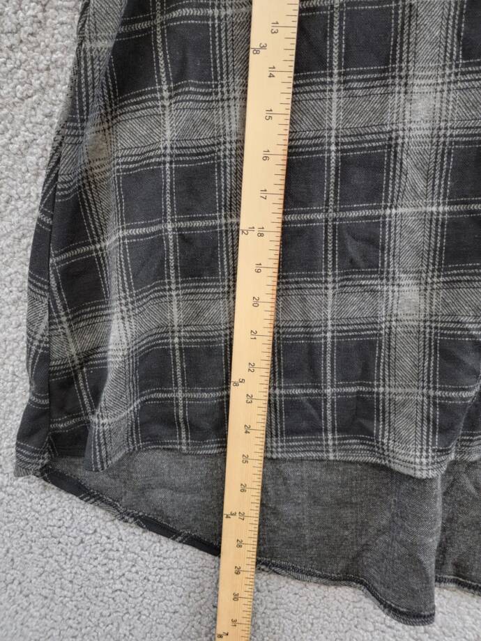 NY Collection Plaid Hi-Low Asymmetrical Skirt Women's XL Gray Elastic Waist