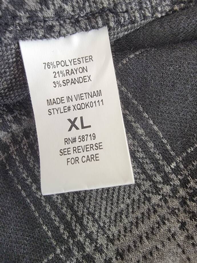 NY Collection Plaid Hi-Low Asymmetrical Skirt Women's XL Gray Elastic Waist
