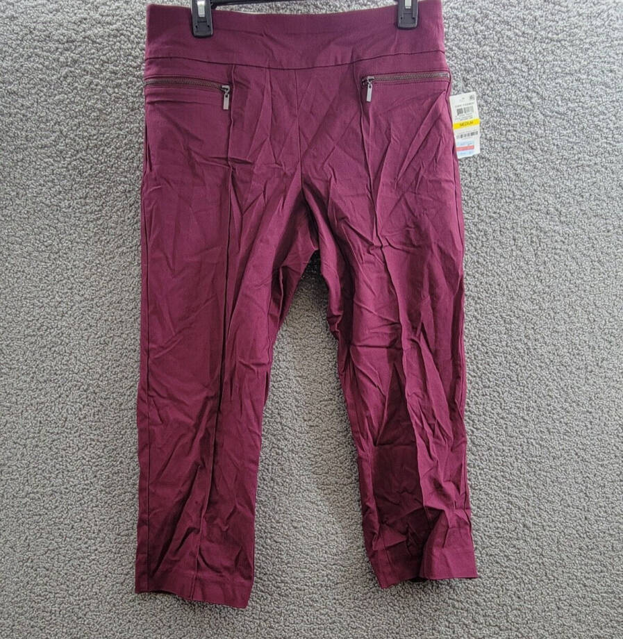 Style & Co Pull-On Cropped Pants Women's M Orchard Vines Solid Elastic Waist