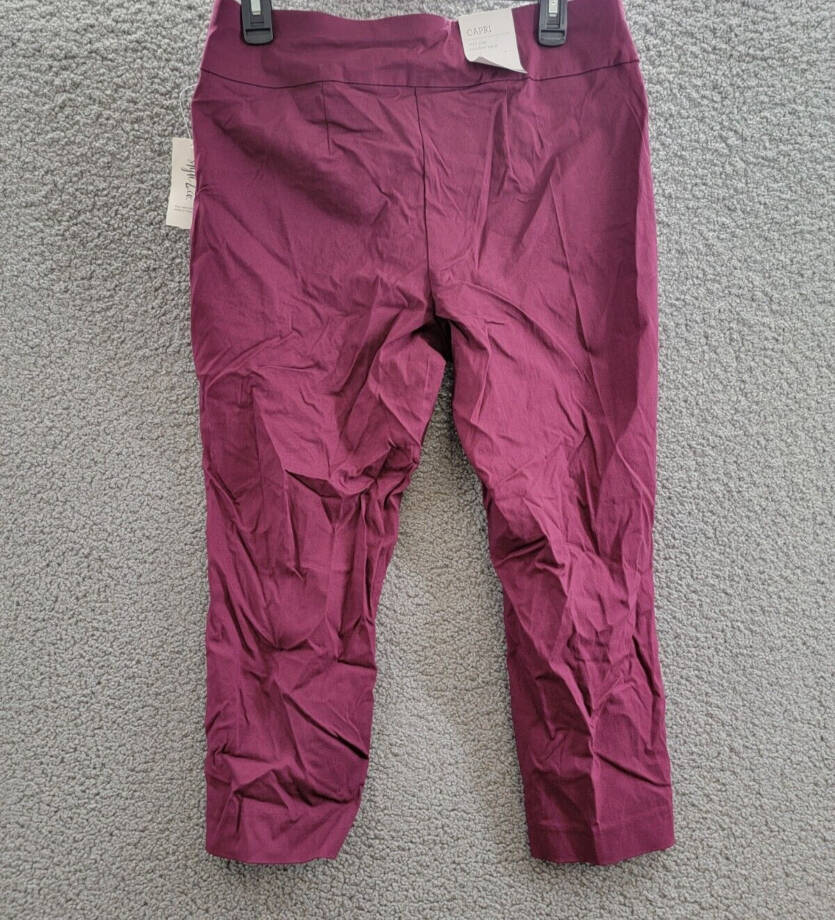 Style & Co Pull-On Cropped Pants Women's M Orchard Vines Solid Elastic Waist